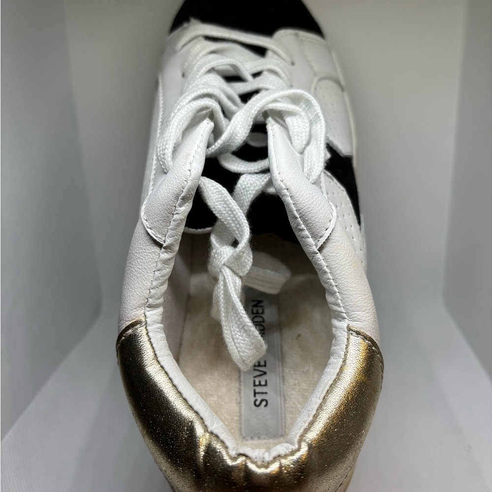 Steve Madden Black and White Sneakers with Gold Detail